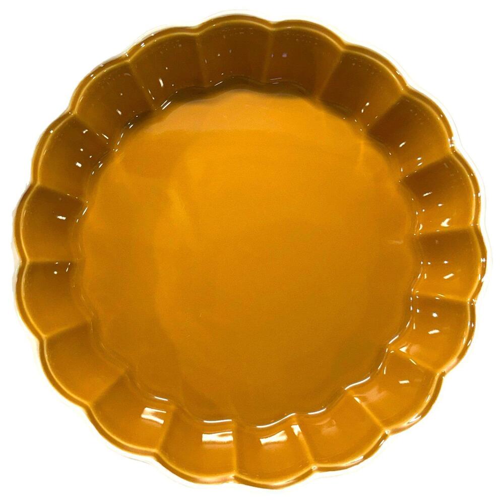 Crate & Barrel CARMAL 10.5” Pie Serving Dish Ruffled Edges – Made in Portugal